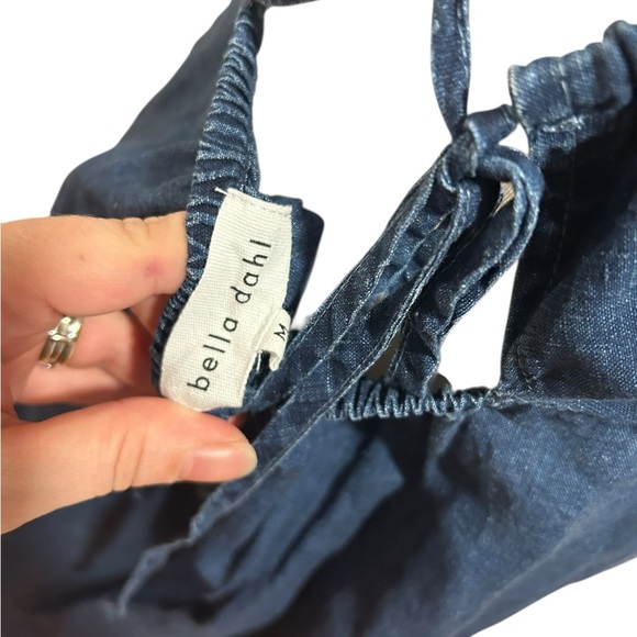 Bella Dahl Blue Denim looking Linen spaghetti strap midi dress | linen sundress - Picture 8 of 8